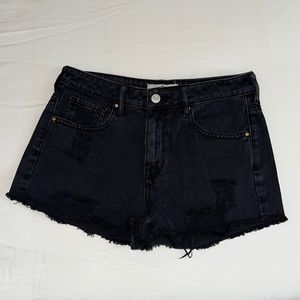 PacSun Black Wash Ripped High Rise Festival Shorts